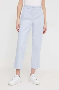 Tommy Hilfiger spodnie damskie kolor niebieski proste high waist - Spodnie damskie - miniaturka - grafika 1