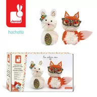 Zabawki kreatywne - Janod Zestaw 2 pomponów zwierząt do stworzenia - The Warsztaty Deco Kit kreatywny wypoczynek Dziecięcy zdolności motoryczne i koncentracja-od 8 lat, J07919, pomarańczowy/biały J07919 - miniaturka - grafika 1