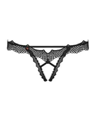 Majtki damskie - Bielizna-Bravelle stringi otwarte czarne - Obsessive - miniaturka - grafika 1