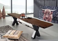 Ławy i stoliki kawowe - IRON LABEL Ławka #156 Akacja lakierowana + metal 180 cm - miniaturka - grafika 1