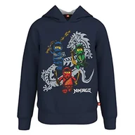 Bluzy dla chłopców - LEGO Chłopięca bluza z kapturem Ninjago Jungen LWStorm 103 bluza z kapturem, 590 ciemnogranatowa, 110 - miniaturka - grafika 1