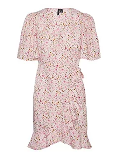 Sukienki - VERO MODA Damska sukienka VMEMMA Henna 2/4, krótka sukienka WVN GA, Parfait Pink/AOP: Mille Flower, L, Parfait Pink/Aop: mille Flower, L - grafika 1