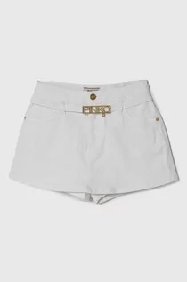 Spodnie i spodenki dla dziewczynek - Pinko Up spódnicospodnie dziecięce kolor biały gładkie regulowana talia - grafika 1