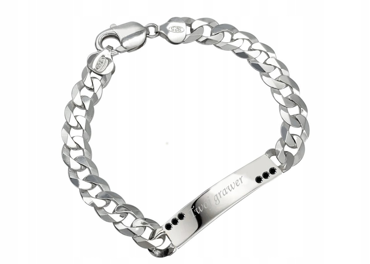 Bransoleta srebrna z kamieniami męska , Dzień Chłopaka , Święta , prezent