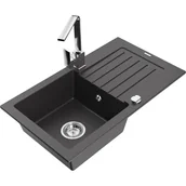 Zlewozmywaki z baterią - Mexen Pablo zlewozmywak granitowy 1-komorowy z ociekaczem i baterią kuchenną Rita, czarny nakrapiany - miniaturka - grafika 1