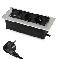 Gniazdka elektryczne - LEDart Spacetronik Spacetronik Blatowe Przedłużacz Otwierane HDMI 2xUSB CAT6 Spacetronik SPS-D26S - miniaturka - grafika 1