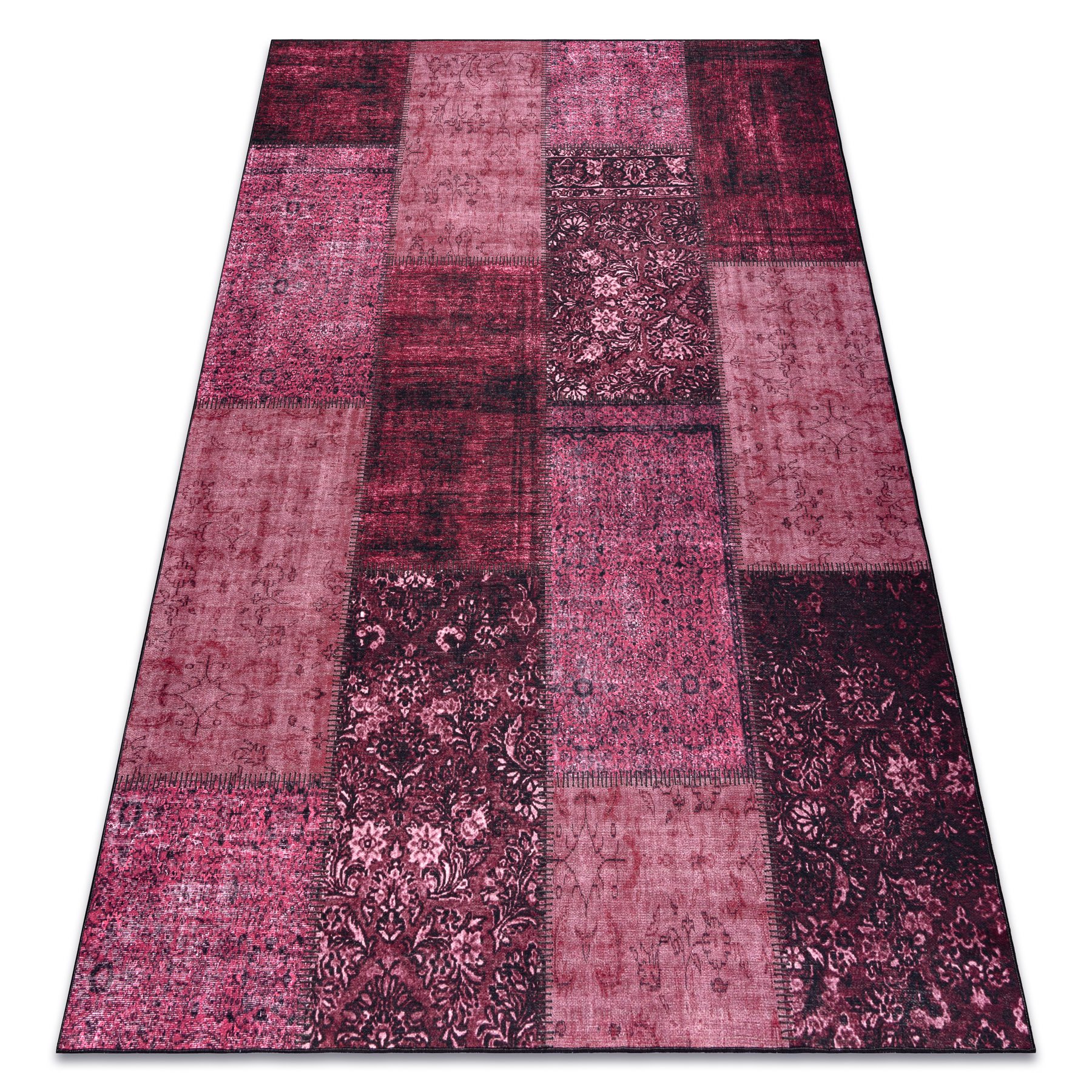 Dywan ANTIKA 127 tek, nowoczesny patchwork, grecki do prania - róż różowy 160x220 cm