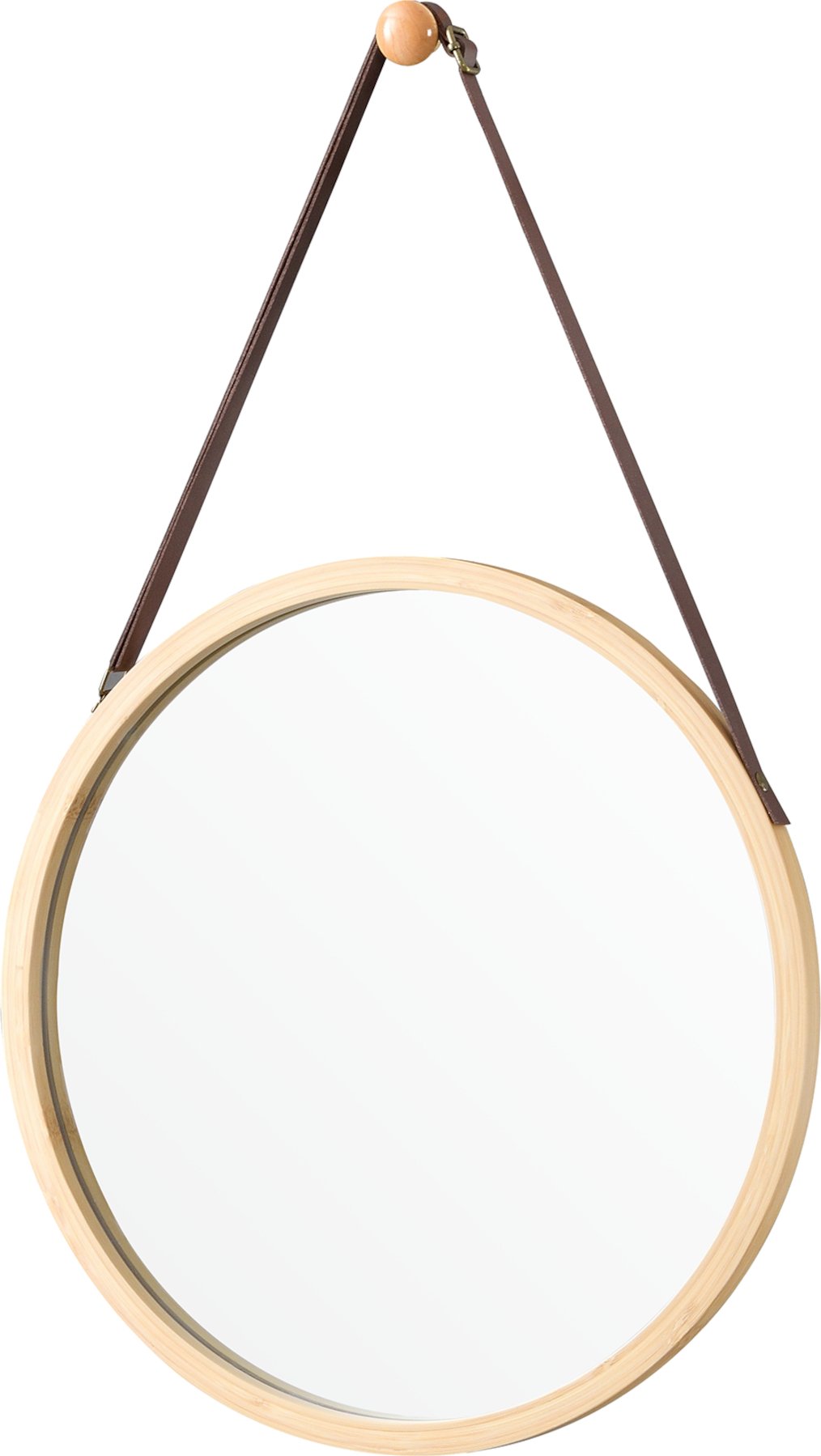 Bambusowe lustro ścienne Bykle okrągłe 38 cm wiszące lustro bambusowa rama wiszące lustro do łazienki przedpokoju garderoby natura