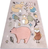 Dywany dla dzieci - Dywan FUN Forester dla dzieci, zwierzęta, las beż wielokolorowy 240x330 cm - miniaturka - grafika 1