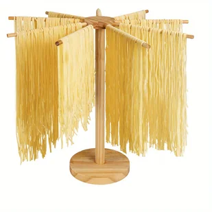 1 szt. Łatwy w Montażu Składany Drewniany Stojak do Suszenia Makaronu - Odpinany, Idealny do Spaghetti i Makaronów, Koniec z Lepkim Bałaganem - Inne - miniaturka - grafika 1