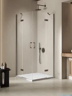 Kabiny prysznicowe - New Trendy Nesta Gunmetal Brushed kabina 110x80x200 cm drzwi podwójne grafit szczotkowany/szkło przejrzyste K-4771 - miniaturka - grafika 1