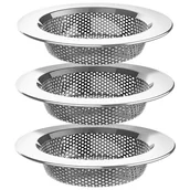 Akcesoria do armatury i ceramiki - Sitko do zlewu kuchennego ze stali nierdzewnej, można myć w zmywarce, średnica zewnętrzna 4,4 cala, średnica wewnętrzna 3 cale, opakowanie 3 szt. - miniaturka - grafika 1