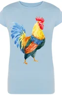 Koszulki i topy damskie - Damski T-Shirt Kolorowy Kogut Modny Rozm.XL - miniaturka - grafika 1