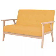 Sofy i kanapy - vidaXL 2 osobowa sofa tapicerowana, żółta - miniaturka - grafika 1