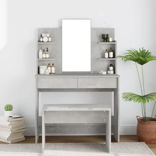 Lumarko Toaletka z lustrem, betonowa szarość, 96x40x142 cm - Toaletki - miniaturka - grafika 1