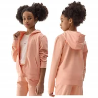 Bluzy dla dziewczynek - BLUZA dziecięca z KAPTUREM dla dziewczynki 4F dresowa 4FJWSS24TSWSF0919 140 - miniaturka - grafika 1