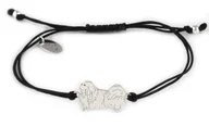 Bransoletki - Bransoletka z psem pekińczykiem srebrnym na czarnym sznurku - miniaturka - grafika 1