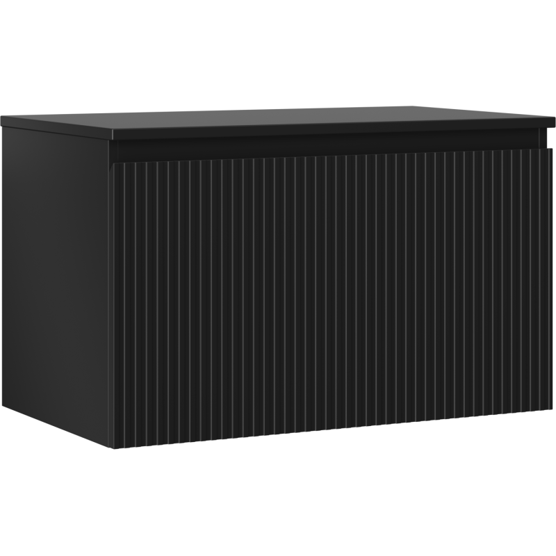 Mexen Rivel szafka łazienkowa podumywalkowa 80 cm z blatem, 1 szuflada, ryflowana , czarna mat - 91A20-08047-1-BFC71