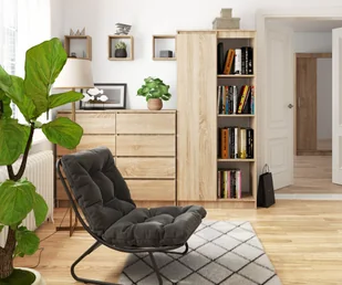 REGAŁ BIUROWY R 80 cm CLP 1 DRZWI 4 PÓŁKI DĄB SONOMA - Regały biurowe - miniaturka - grafika 11