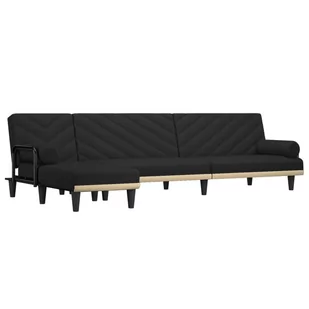 Sofa rozkładana w kształcie L, czarna, 260x140x70 - Narożniki - miniaturka - grafika 1