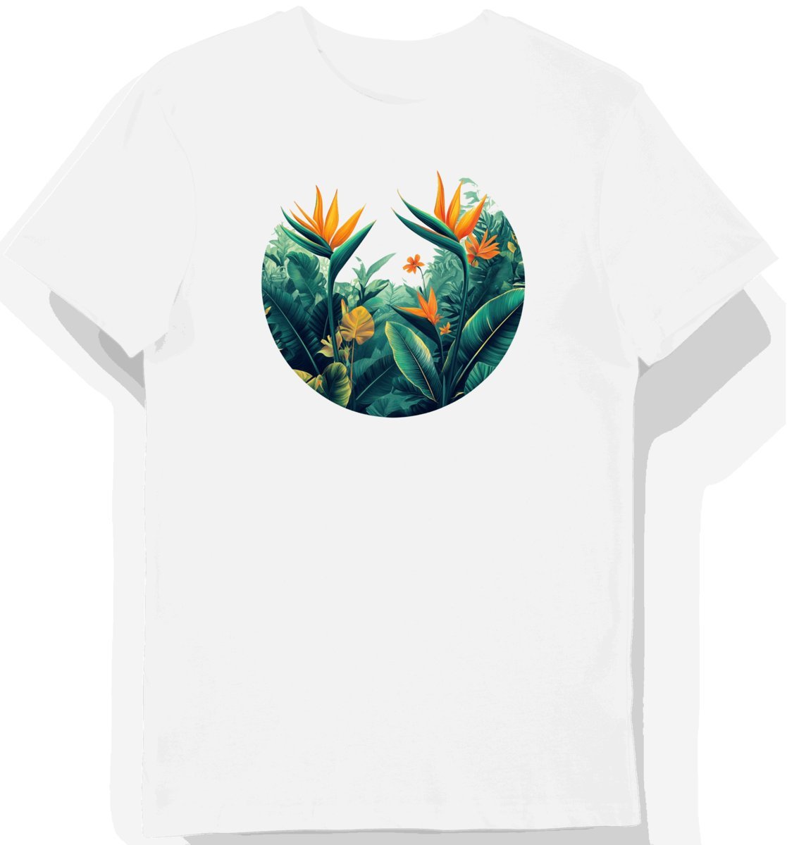 Koszulka męska biała z motywem tropikalnym kwiatów S