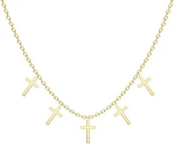 Złoty Naszyjnik z Krzyżykami Choker Łańcuszek Srebro 925 - Biżuteria religijna - miniaturka - grafika 1
