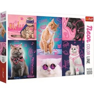 Trefl Puzzle 1000 Neon Color Line - Super cats - Puzzle - miniaturka - grafika 1