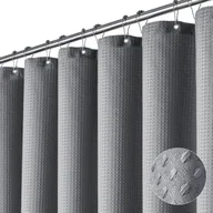 Zasłony prysznicowe - Zasłona prysznicowa - 150*180 cm, faktura waflowa, trwała, odpowiednia do łazienek, toalet, hoteli, z haczykami, szara - miniaturka - grafika 1