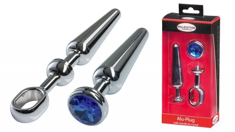 Boss Of Toys MALESATION Alu-Plug with handle & crystal medium, chrome 38-257841