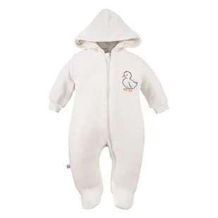 Kombinezon welurowy dziecięcy ecru z kaczuszką 62 - Kombinezony dla dzieci - miniaturka - grafika 1