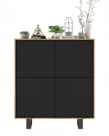 Komody - Industrialna komoda Loft Rtv Wotan Czarny Mat 113 - miniaturka - grafika 1