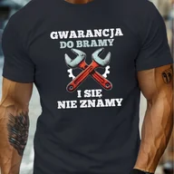Koszulki męskie - TEMU Koszulka Męska z Zabawnym Napisem w Języku Polskim - Lekki T-Shirt z Okrągłym Dekoltem, Pomysł na Prezent dla i DIY-entuzjastów, Casualowa - miniaturka - grafika 1