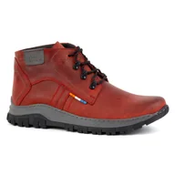 Buty zimowe męskie - Buty męskie skórzane zimowe 119GT czerwone - Buty Olivier - miniaturka - grafika 1