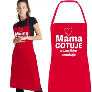 Fartuch dla Mamy na prezent na Dzień Matki Urodziny Mam gotuje wszystkim smakuje - Gadżety dla niej i dla niego - miniaturka - grafika 1