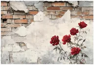 Fototapety - Fototapeta Róże Na Murze Kwiaty Cegła Mur 400x280 cm Tapeta Do Sypialni Salonu Kuchni Na Flizelinie - miniaturka - grafika 1