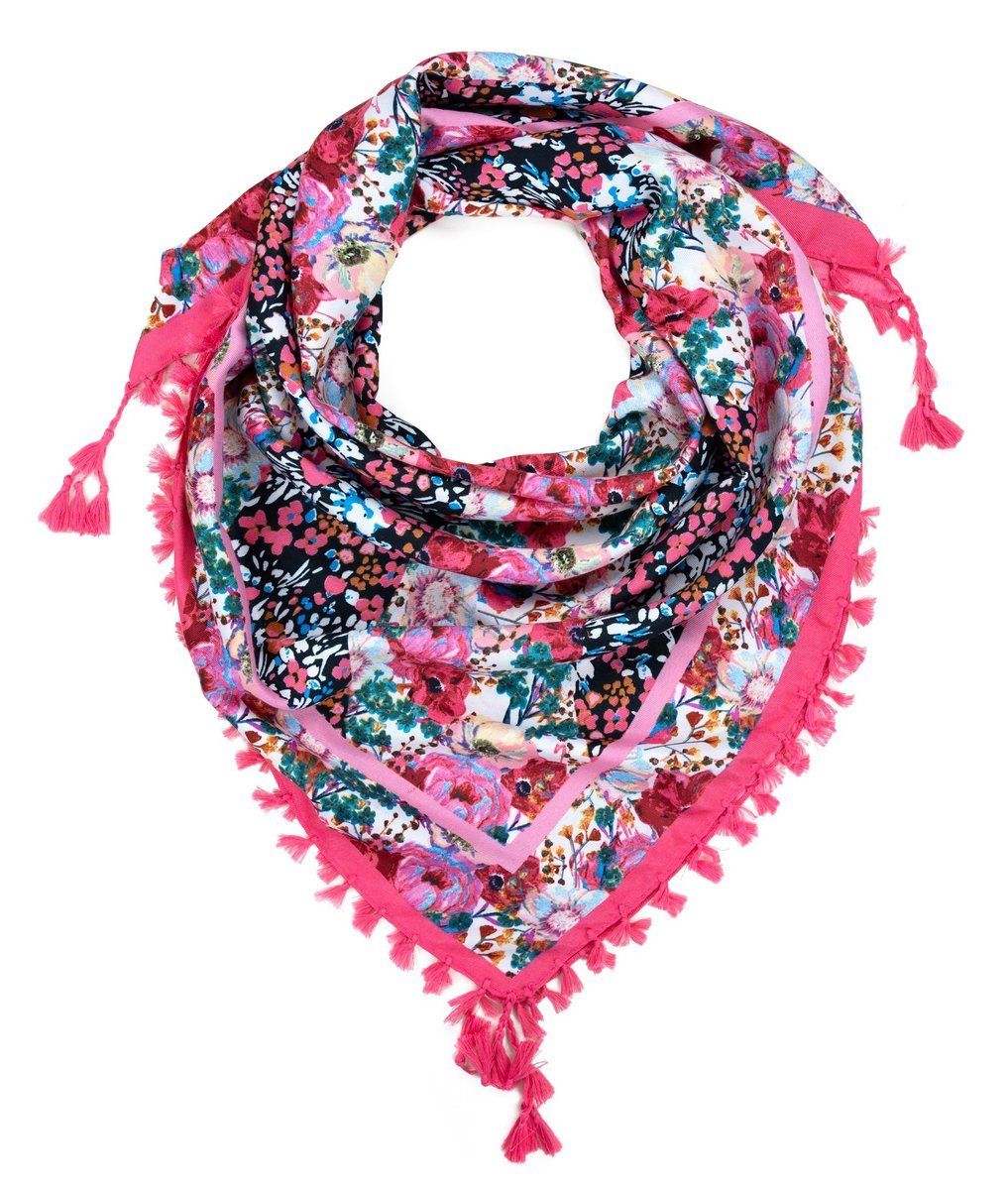 Chusta Damska W Kwiaty Szal Szalik We Wzory Z Frędzlami Wiosenna Kolorowa