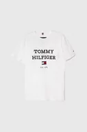 Koszulki dla chłopców - Tommy Hilfiger t-shirt bawełniany dziecięcy kolor biały z nadrukiem - miniaturka - grafika 1
