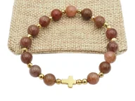 Bransoletki - Bransoletka różaniec na rękę awenturyn brązowy sakwa - miniaturka - grafika 1