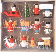 Ozdoby bożonarodzeniowe - Home Styling Collection Zestaw drewnianych zabawek choinkowych, 12 szt. - miniaturka - grafika 1