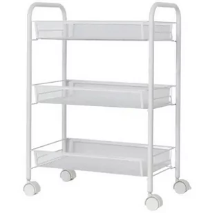 Mobilny REGAŁ Kuchenny na Kółkach 3 Półki 64x44x26cm biały AG952A - Półki do salonu Mobilny REGAŁ Kuchenny na Kółkach 3 Półki 64x44x26cm biały AG952A - Półki do salonu - miniaturka - grafika 1