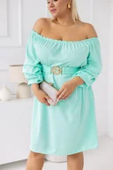 Sukienki - Miętowa Sukienka z paskiem VOUGI - Tono - miniaturka - grafika 1