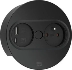 BACHMANN TWIST 2 1xUTE 1xUSB A/C 22W 2,0m AEH RAL9005 30GE rond - Gniazdka elektryczne - miniaturka - grafika 1