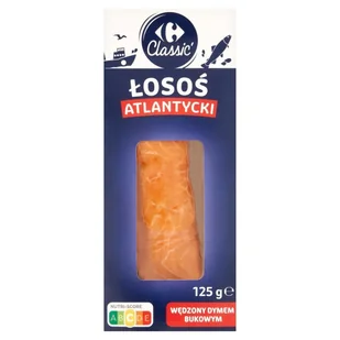 Carrefour Classic Łosoś atlantycki wędzony dymem bukowym 125 g - Ryby wędzone - miniaturka - grafika 1