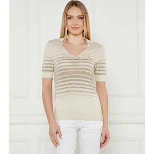Calvin Klein Bluzka Regular Fit z dodatkiem jedwabiu - Bluzki damskie - miniaturka - grafika 1