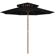 Parasole ogrodowe - vidaXL Parasol ogrodowy z dwupoziomową czaszą, czarny, 270 cm 313766 - miniaturka - grafika 1