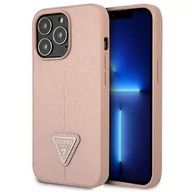 Etui i futerały do telefonów - Guess GUHCP13LPSATLP iPhone 13 Pro / 13 6,1" różowy/pink hardcase SaffianoTriangle Logo 3666339040413 - miniaturka - grafika 1