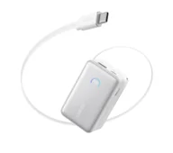 Powerbanki - Anker Nano A1638H21 10000mAh 45W Kolorowy wyświetlacz, Wbudowany kabel USB-C Biały - miniaturka - grafika 1