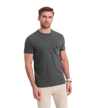 Casualowy t-shirt męski 100% bawełna grafitowy V11 OM-TSCT-0109 M