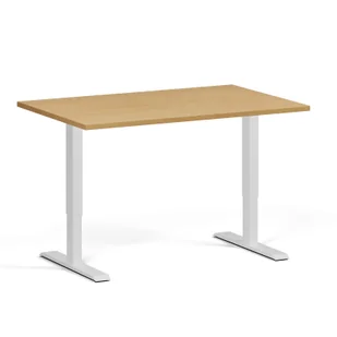 Stół z regulacją wysokości, 1 silnik, 745 - 1235 mm, blat 1200 x 800 mm, podstawa biała, buk - Stoły i stoliki do biura - miniaturka - grafika 1