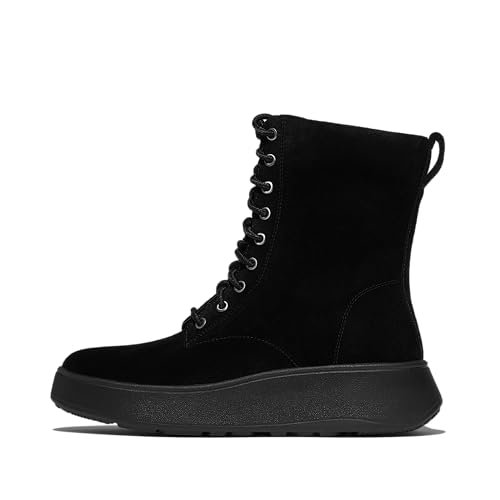 Fitflop Damskie zamszowe sznurowane botki F-Mode, Cały czarny, 38 EU